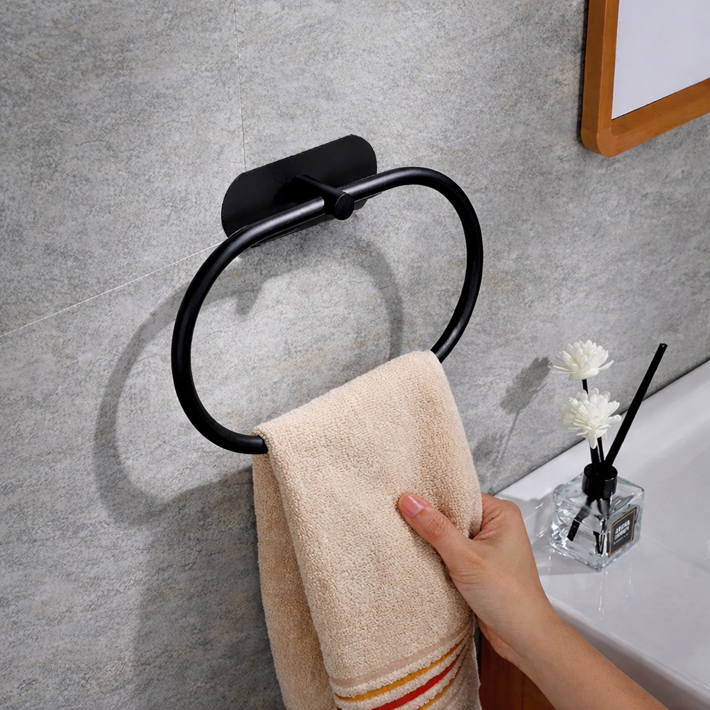 Porte-serviettes adhésif en acier inoxydable – Sans perçage